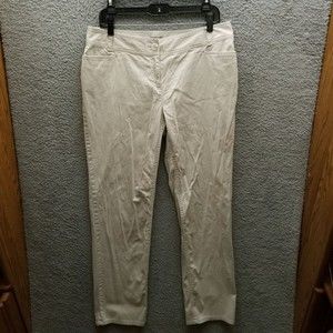 J JIll Women's 12 Stretch Khaki Beige Bootcut Pants 34.5" 30" 9.75"